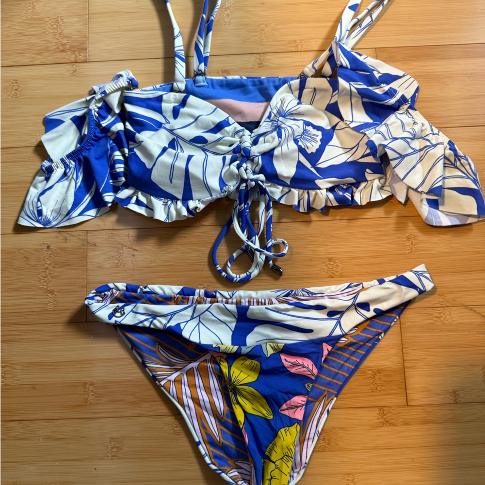 Floral Blue and White Bikini Set